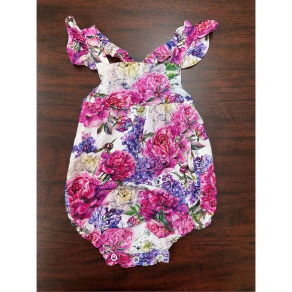 Posh Peanut Floral Bubble Romper Size 3-6 Months - Picture 1 of 3